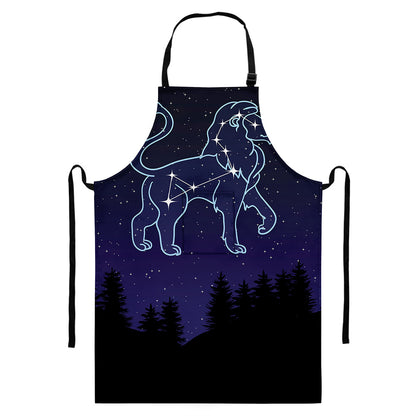 Leo Constellation Print Bib Apron With Pocket