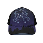 Leo Constellation Print Black Mesh Trucker Cap