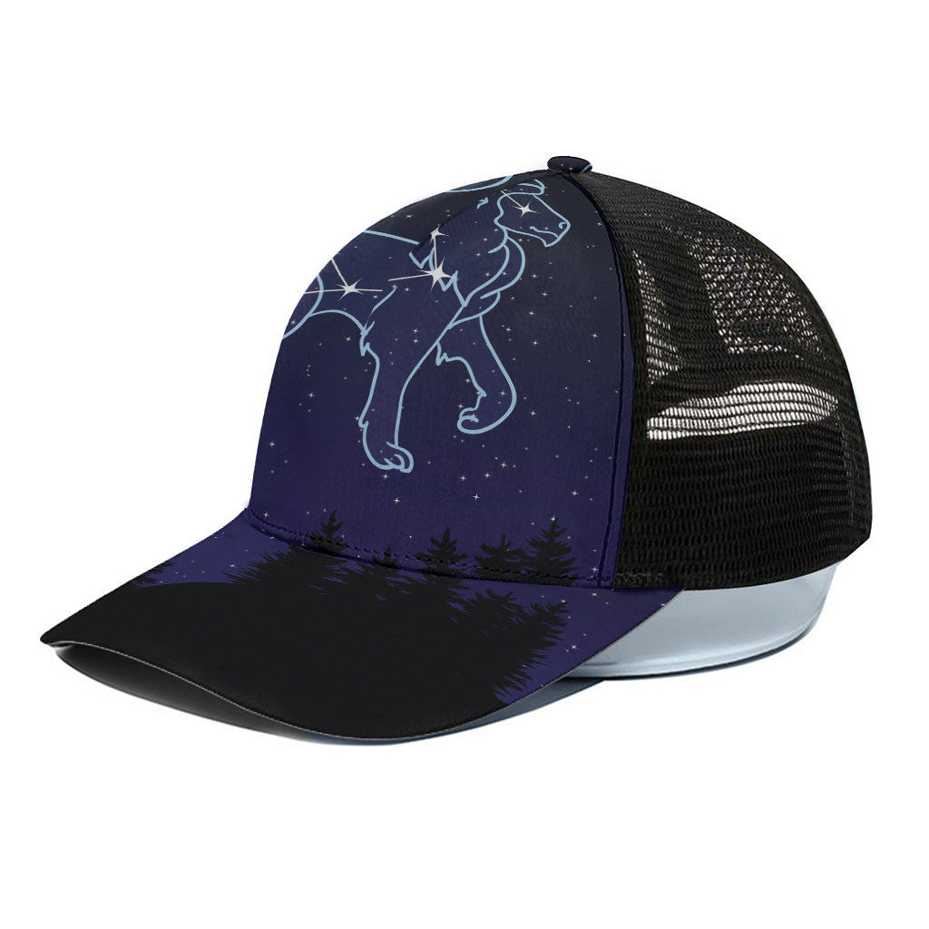 Leo Constellation Print Black Mesh Trucker Cap