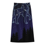 Leo Constellation Print Cotton Front Slit Maxi Skirt