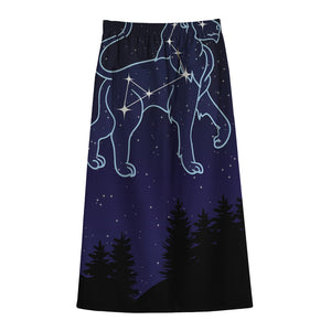 Leo Constellation Print Cotton Front Slit Maxi Skirt