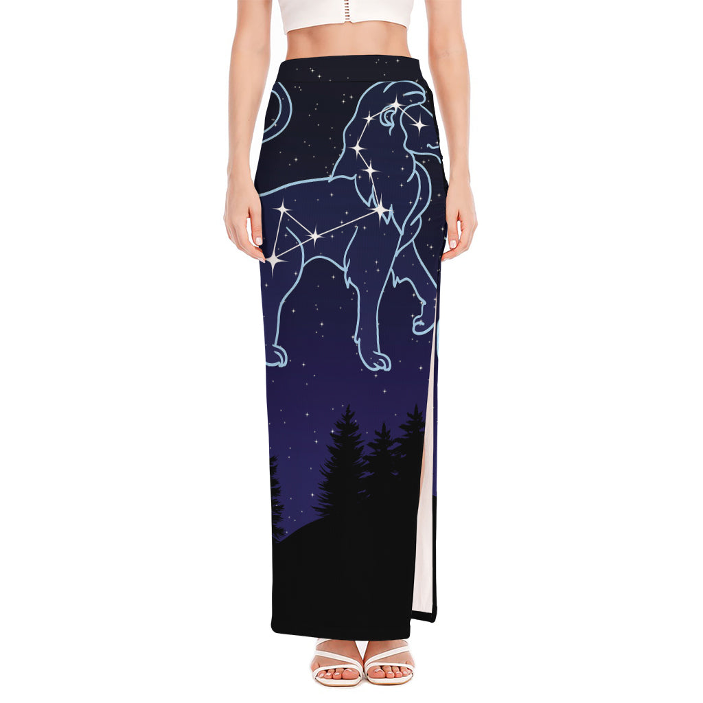 Leo Constellation Print High Slit Maxi Skirt