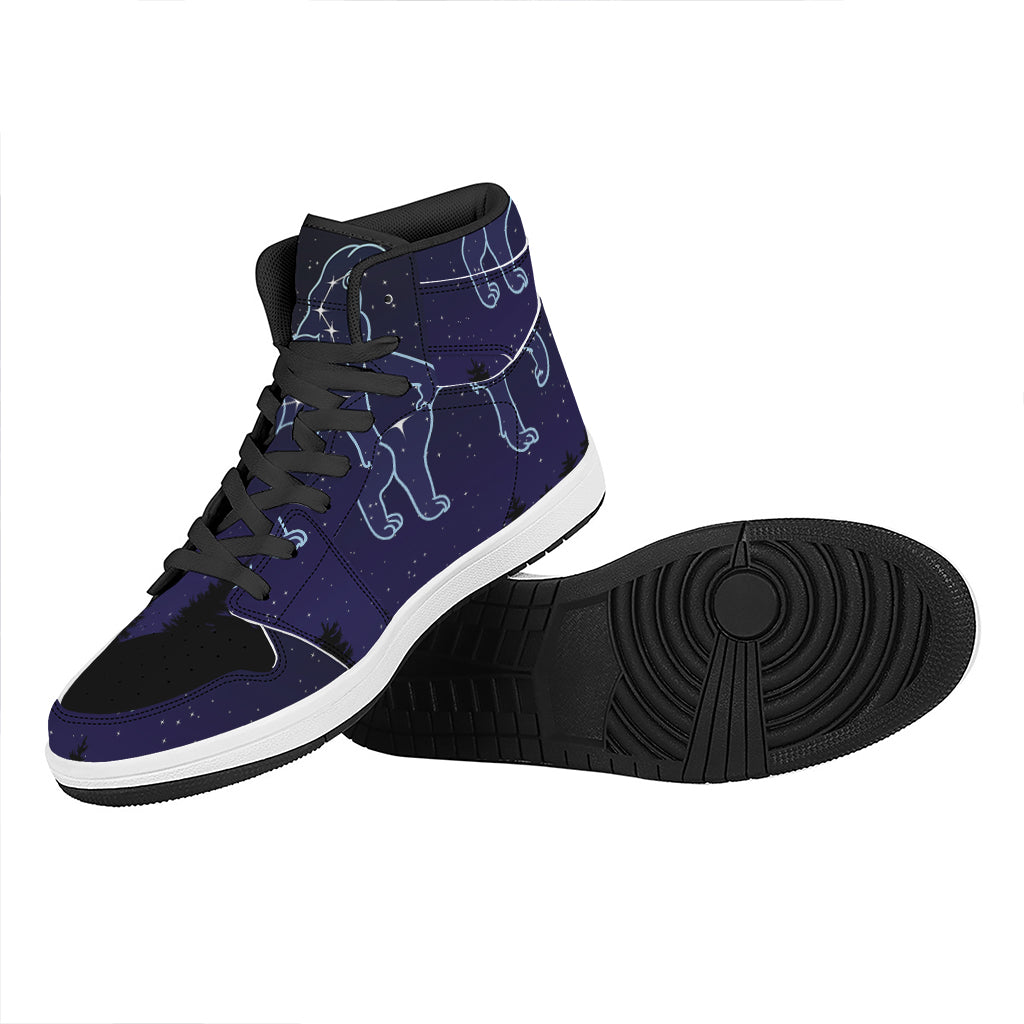 Leo Constellation Print High Top Leather Sneakers