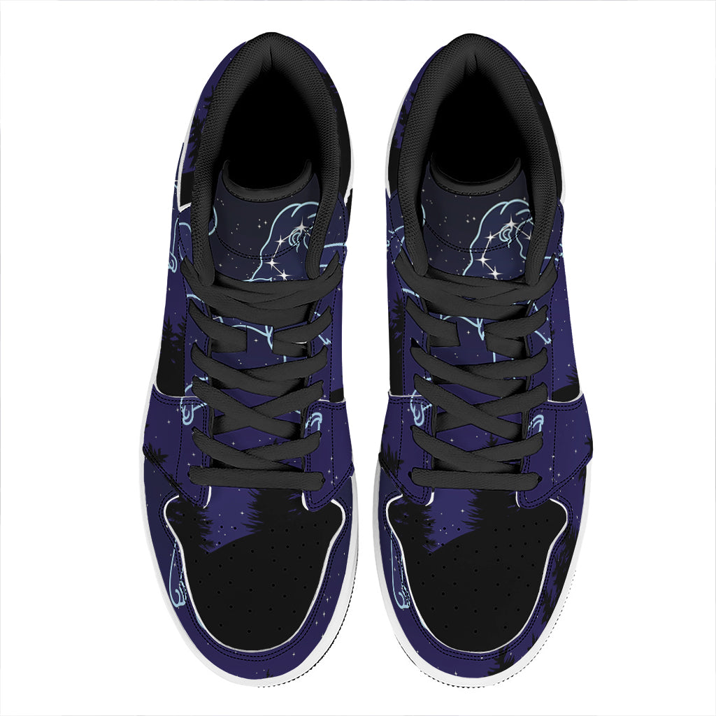 Leo Constellation Print High Top Leather Sneakers