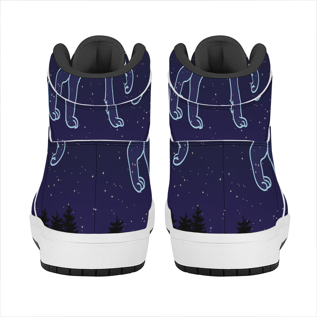 Leo Constellation Print High Top Leather Sneakers