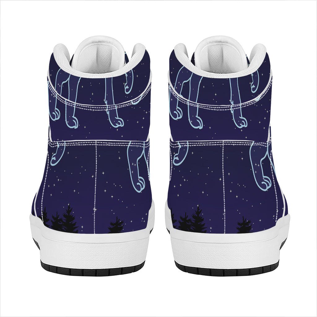 Leo Constellation Print High Top Leather Sneakers