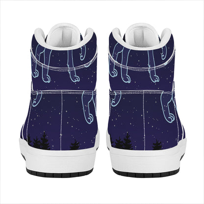 Leo Constellation Print High Top Leather Sneakers