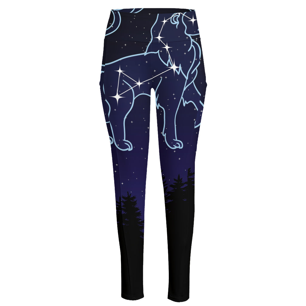 Leo Constellation Print High-Waisted Pocket Leggings