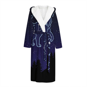 Leo Constellation Print Hooded Bathrobe