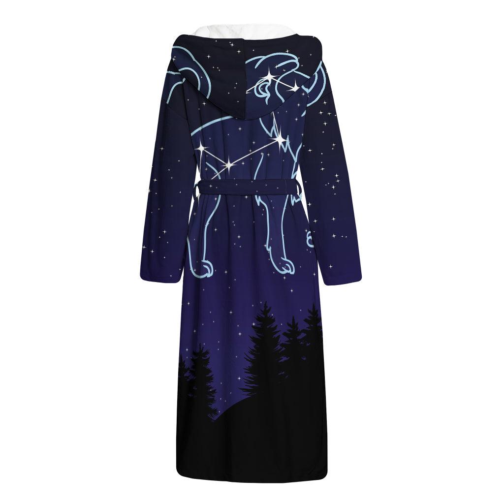 Leo Constellation Print Hooded Bathrobe