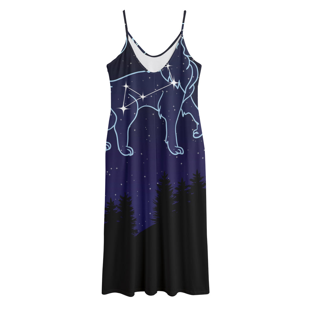 Leo Constellation Print Jersey Midi Cami Dress