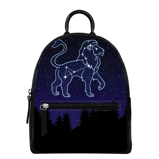 Leo Constellation Print Leather Backpack