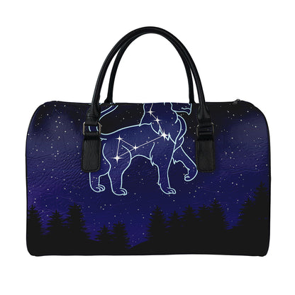 Leo Constellation Print Leather Duffle Bag
