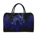 Leo Constellation Print Leather Duffle Bag
