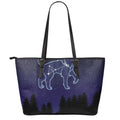 Leo Constellation Print Leather Tote Bag With Zipper