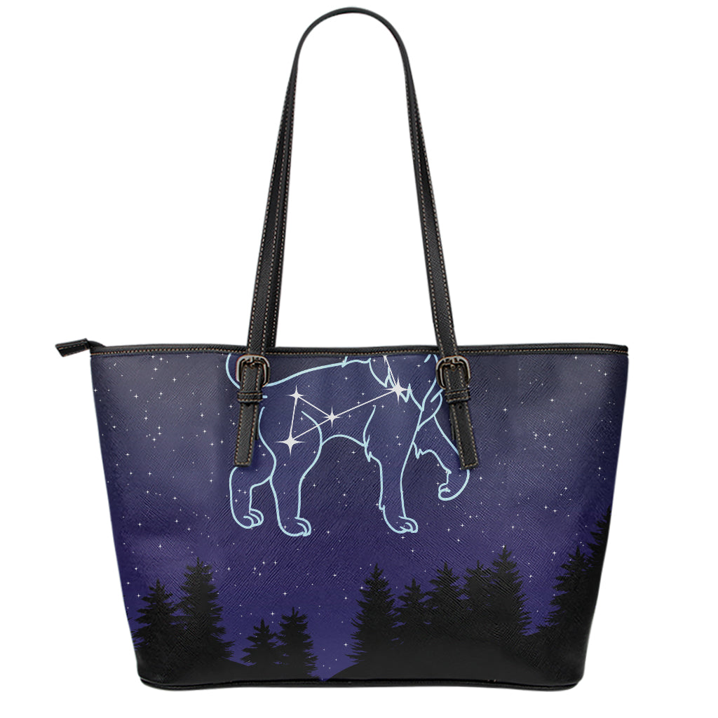 Leo Constellation Print Leather Tote Bag