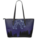 Leo Constellation Print Leather Tote Bag