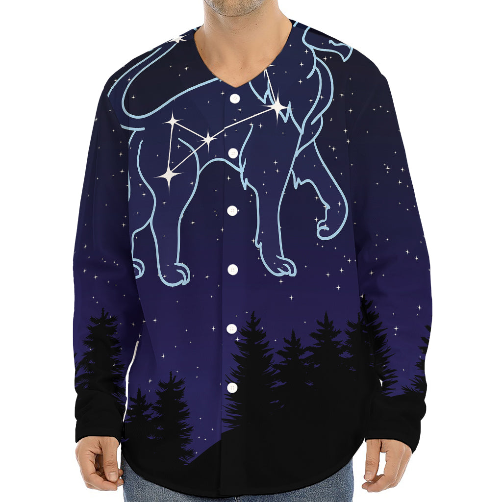 Leo Constellation Print Long Sleeve Baseball Jersey