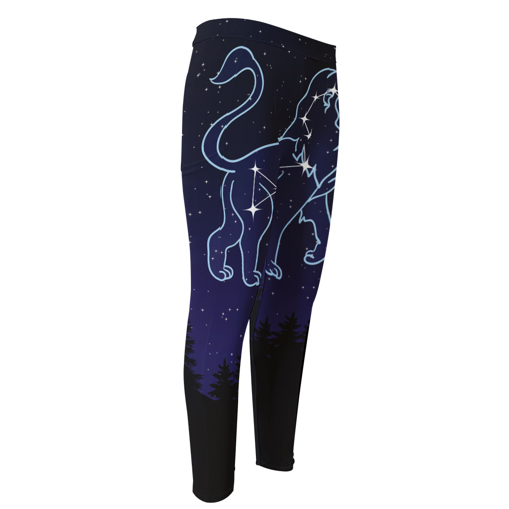 Leo Constellation Print Men's Compression Pants