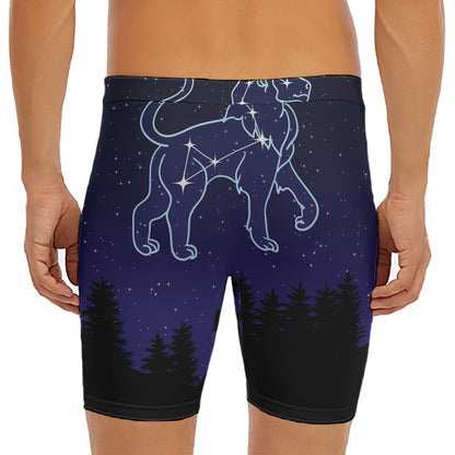 Leo Constellation Print Men's Long Boxer Briefs