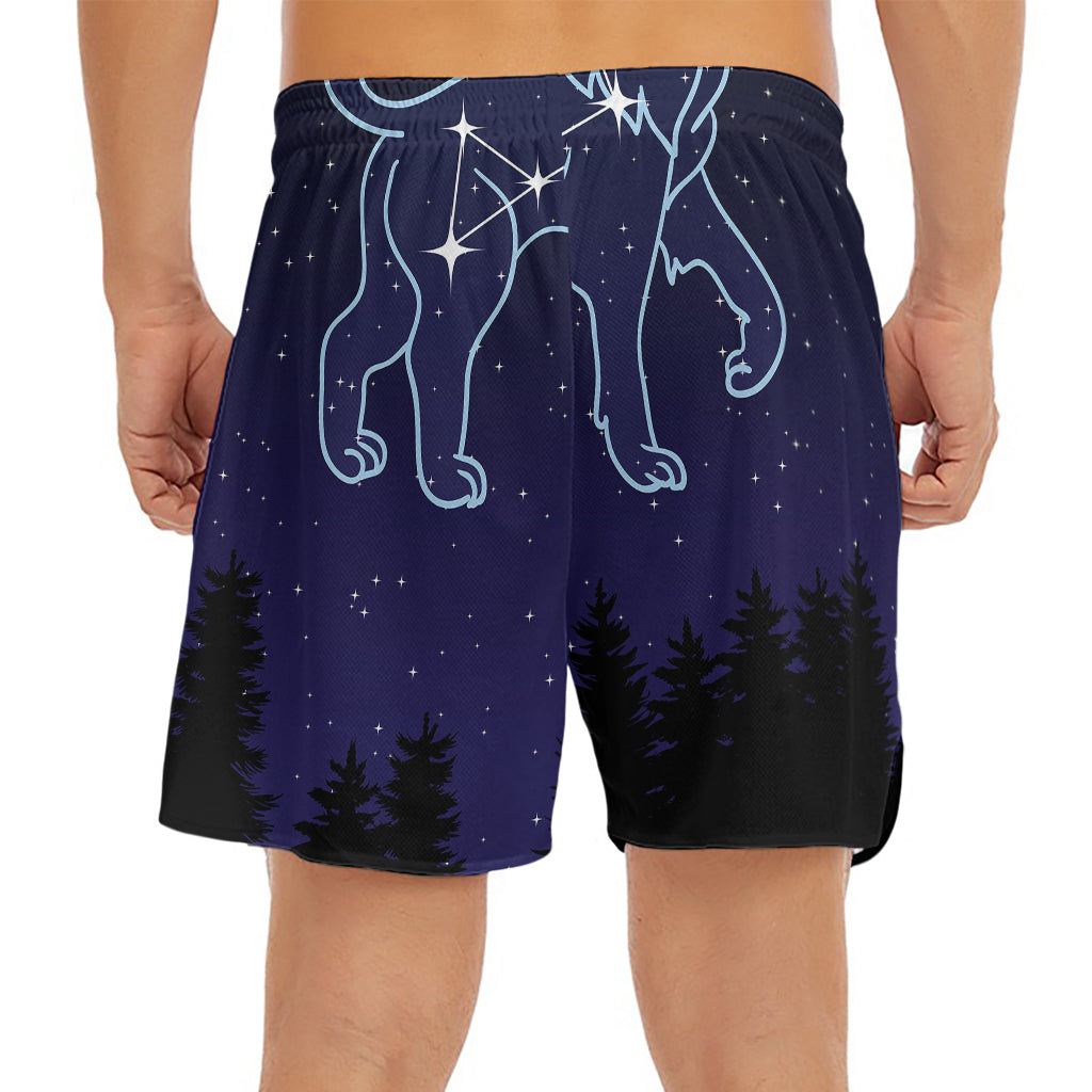 Leo Constellation Print Men's Split Running Shorts