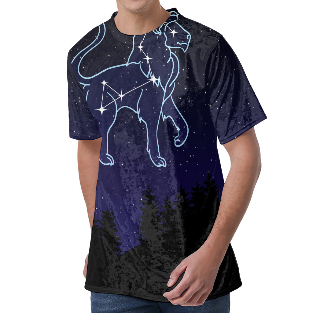 Leo Constellation Print Men's Velvet T-Shirt