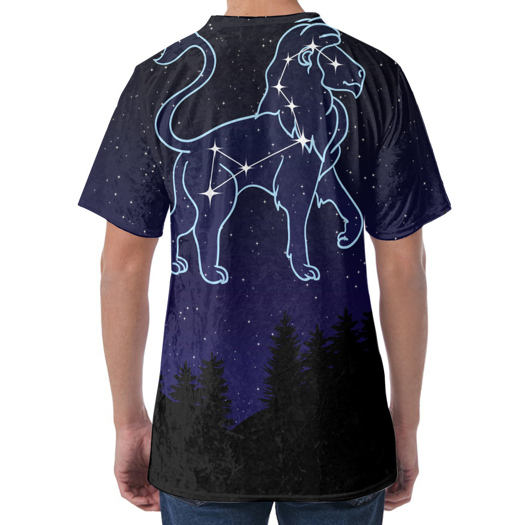 Leo Constellation Print Men's Velvet T-Shirt