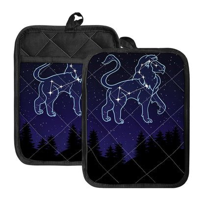 Leo Constellation Print Pot Holders With Pocket
