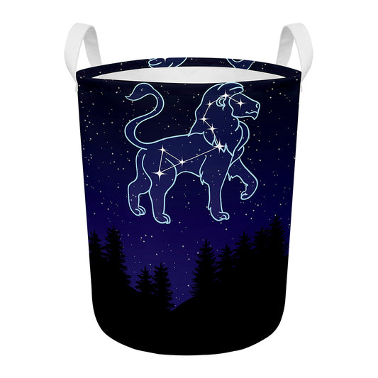 Leo Constellation Print Round Laundry Basket