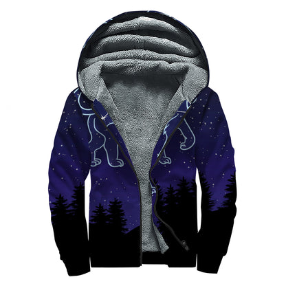 Leo Constellation Print Sherpa Lined Zip Up Hoodie