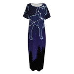 Leo Constellation Print Short Sleeve Long Nightdress