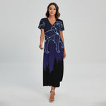 Leo Constellation Print Short Sleeve Maxi Dress