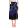 Leo Constellation Print Side Slit Midi Skirt