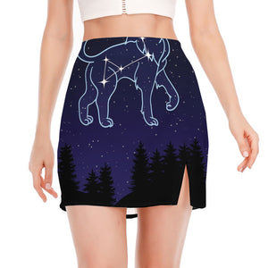 Leo Constellation Print Side Slit Mini Skirt