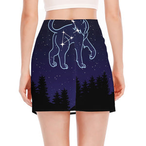 Leo Constellation Print Side Slit Mini Skirt