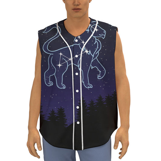 Leo Constellation Print Sleeveless Baseball Jersey