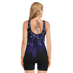 Leo Constellation Print Sleeveless One Piece Swimsuit