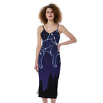 Leo Constellation Print Slim Fit Midi Cami Dress