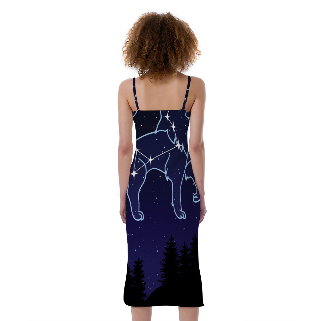Leo Constellation Print Slim Fit Midi Cami Dress