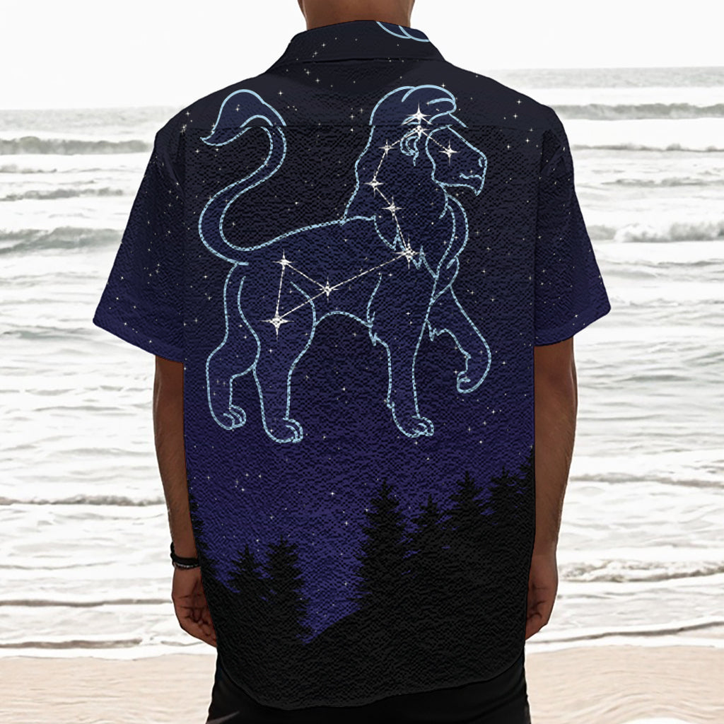 Leo Constellation Print Textured Short Sleeve Shirt