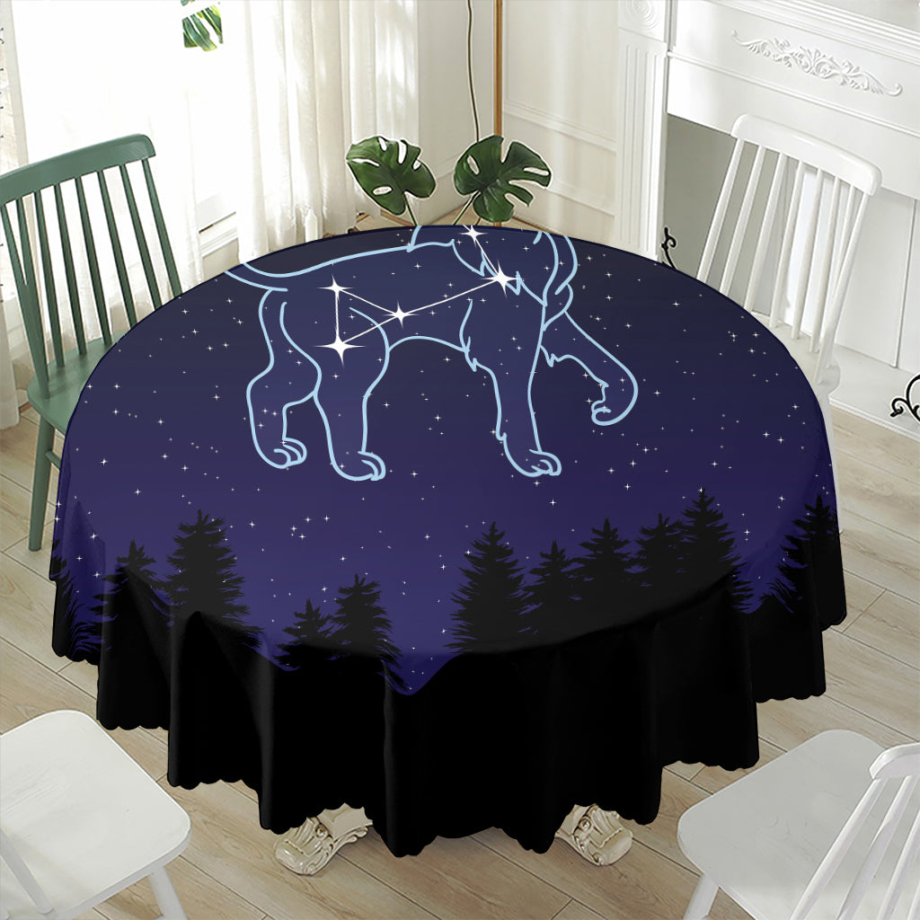 Leo Constellation Print Waterproof Round Tablecloth