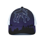 Leo Constellation Print White Mesh Trucker Cap