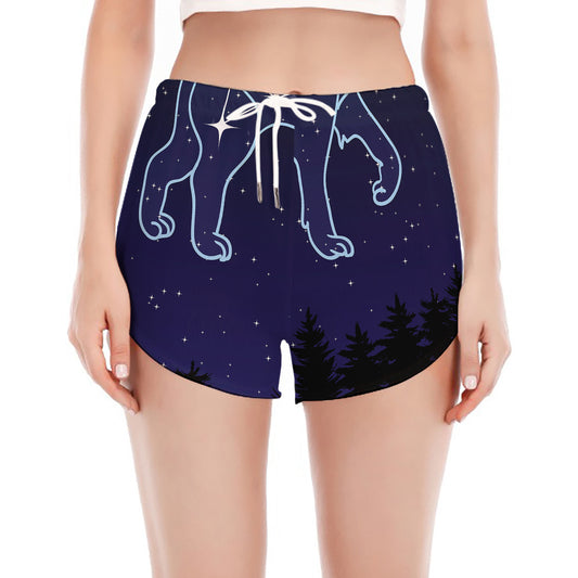 Leo Constellation Print Women's Split Running Shorts