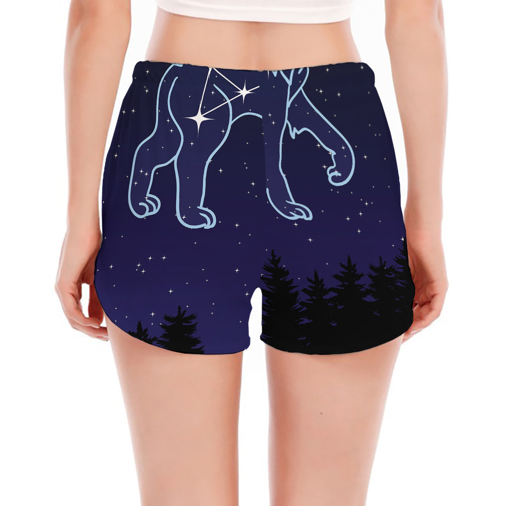Leo Constellation Print Women's Split Running Shorts