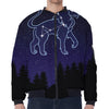 Leo Constellation Print Zip Sleeve Bomber Jacket