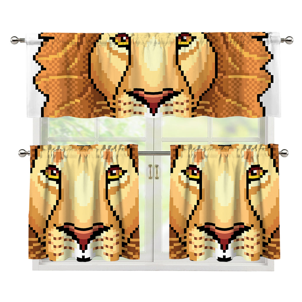 Leo Pixel Print 3 Piece Kitchen Curtains