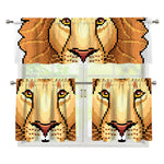 Leo Pixel Print 3 Piece Kitchen Curtains