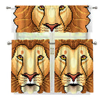 Leo Pixel Print 3 Piece Kitchen Curtains