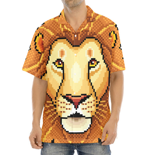 Leo Pixel Print Aloha Shirt