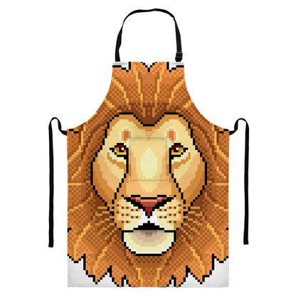 Leo Pixel Print Bib Apron With Pocket